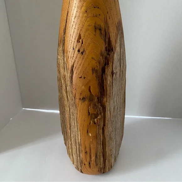 Mid Century Live Edge Wood Vase Hand Turned Wood Vase California Wooden Bottle - Picture 13 of 17